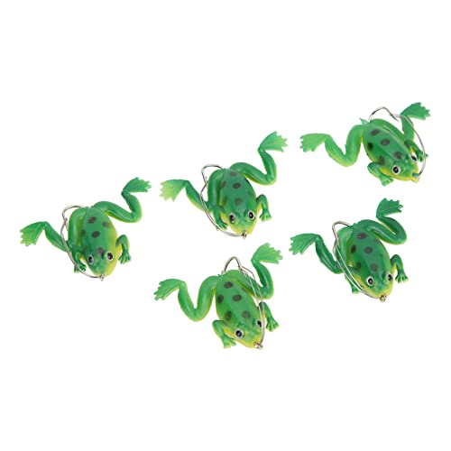 Akozon Langlebiger Froschköder, Weicher, Lebensechter Künstlicher Gummi-Schwimmköder mit Widerhaken Zum Tiefwasserangeln – 5 Stück à 3 G (Green) von Akozon