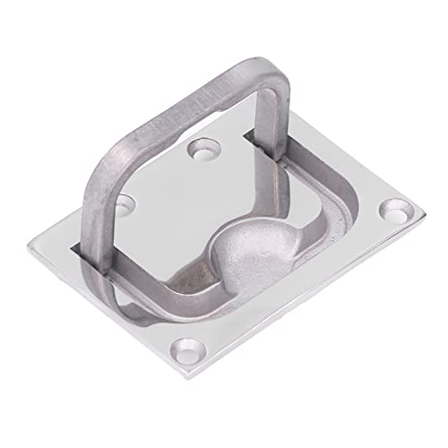 Akozon Marine-316-Edelstahl-Spiegel, Quadratischer Bootsring, Lukenzug, Bündiger Lift, Griff für Deckabdeckung für Schiffe und Zugangstüren (76 * 56mm) von Akozon