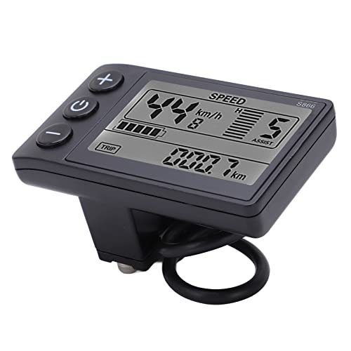 Akozon S866 LCD-Anzeige für Elektrofahrräder, 24 V, 36 V, 48 V, E-Bike-Display, Wasserdichtes Fahrrad-Bedienfeld mit Wasserdichtem Stecker, Elektrischer LCD-Fahrrad-Tachometer, von Akozon