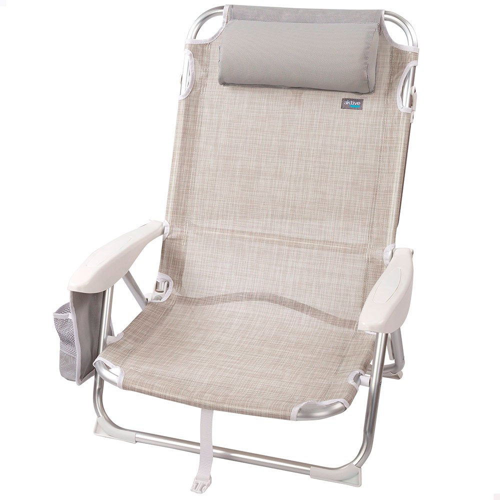 Aktive Beach Aluminum Multi Position Folding Chair Beige Aktive Beach Aluminum Multi Position Folding Chair Beige von Aktive