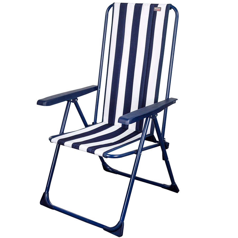Aktive Folding Chair 5 Positions 59x59x105 Cm Weiß,Blau 59 x 59 x 105 cm von Aktive