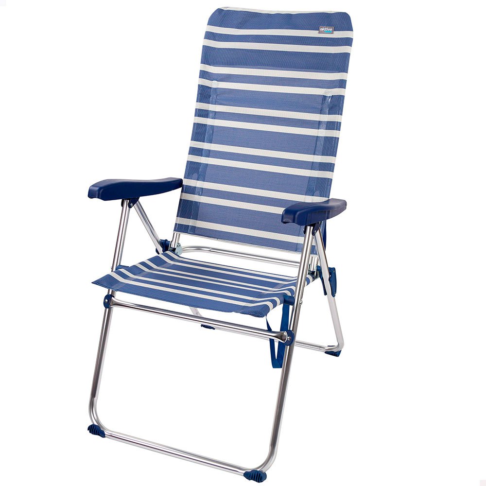 Aktive Folding Chair High Backrest 5 Positions 61x69x108 Cm Weiß,Blau 61 x 69 x 108 cm von Aktive