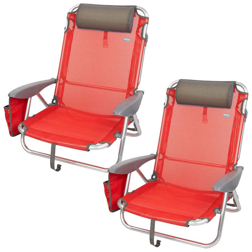 Aktive Menorca Low Folding Chair Multi-position Aluminium 2 Units Rot 51x45x76cm von Aktive