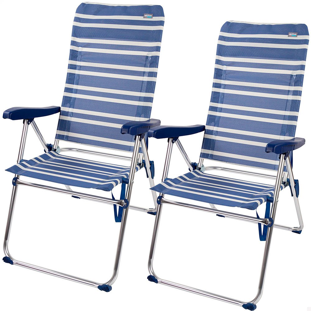 Aktive Mykonos Folding Chair Multi-position Aluminium 2 Units Blau 47x63x93cm von Aktive