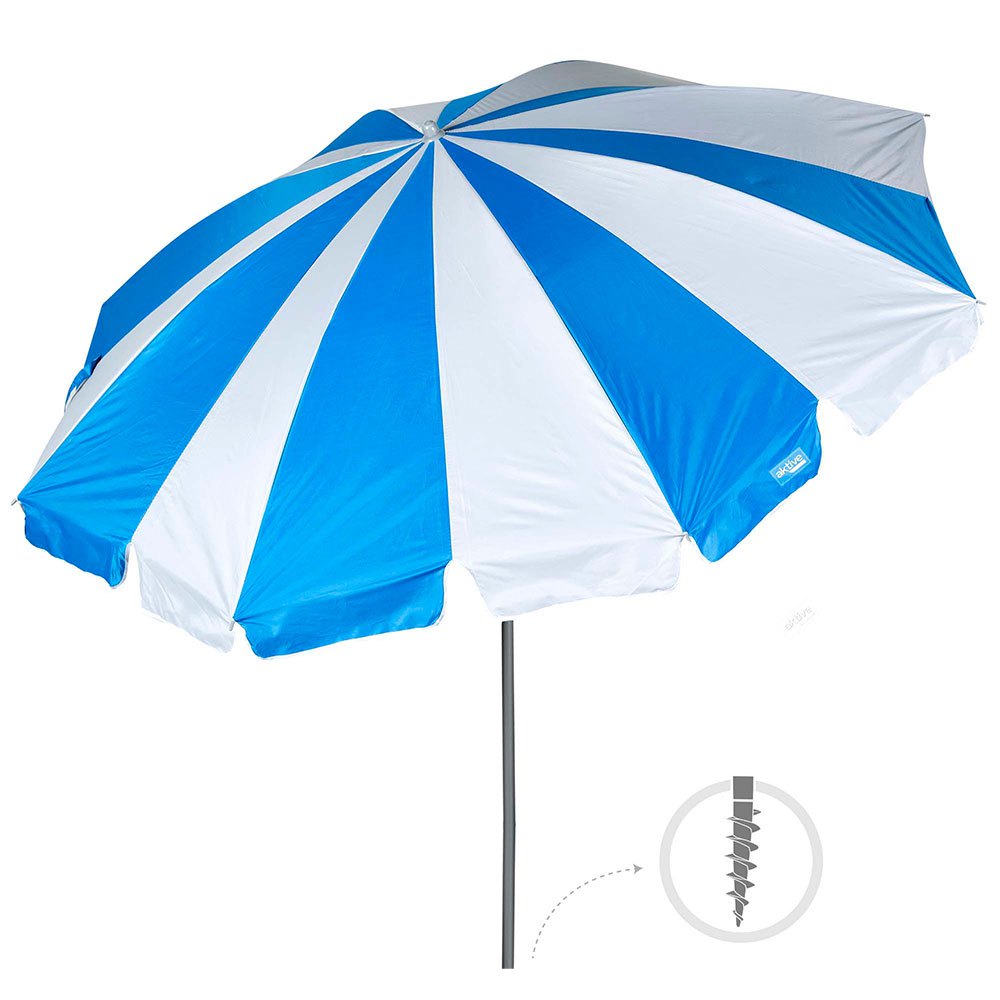Aktive Twister Ø220cm Uv50 Beach Umbrella With Inclinable Mast Blau Ø220cm von Aktive