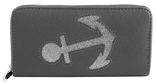 Damen Geldbörse aus Lederimitat Grau Anker Format 19 x 10 cm Damen Geldbörse aus Lederimitat Grau Anker Format 19 x 10 cm von Akzent