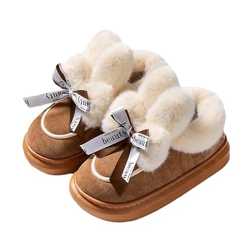 AlHECE Hausschuhe Damen Winter Präzise Einfarbige Wrap Heels Plüsch Hausschuhe rutschfeste Warme Flip Flops Frauen Männer Zuhause Casual Baumwollschuhe-A-39-40 von AlHECE