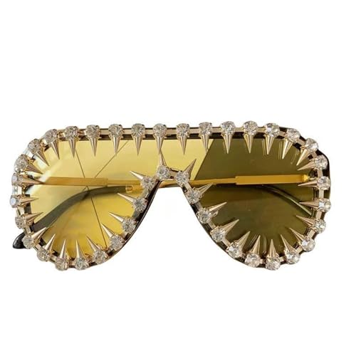 AlHECE Sonnenbrille Punk One -Stück Übergroße Sonnenbrille Für Frauen Strass -Sunbrille Männer Hip Hop Sonnenbrille-Gelb AlHECE Sonnenbrille Punk One -Stück Übergroße Sonnenbrille Für Frauen Strass -Sunbrille Männer Hip Hop Sonnenbrille-Gelb von AlHECE