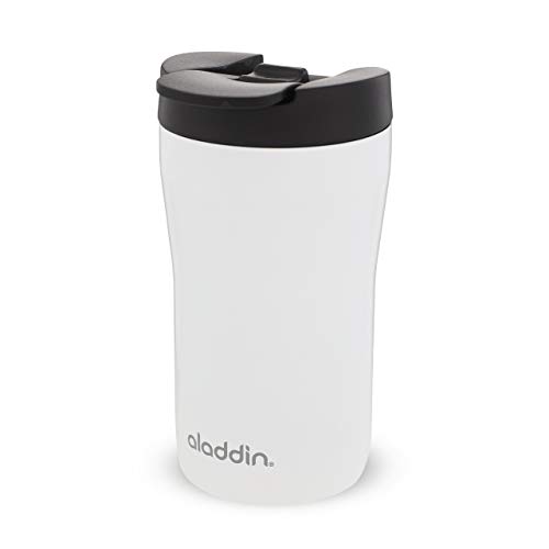 Aladdin Latte Leak-Lock Stainless Steel Mug 0.25L Weiß – Auslaufsicher - Doppelwandige Vakuumisolierung - Edelstahlbecher - passt unter die meisten Kaffeemaschinen - BPA-Frei - Spülmaschinenfest von Aladdin