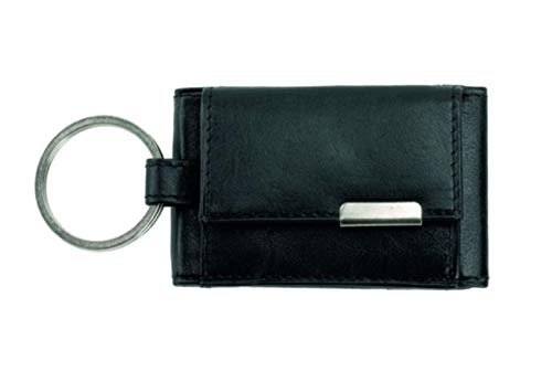 Alassio Mini Geldbörse aus feinem Nappaleder, kleines Portemonnaie mit Metallemblem und Schlüsselring Münzbörse, 8 cm, Schwarz von ALASSIO