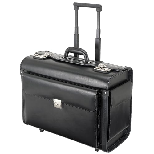 Alassio 92301 - Pilotenkoffer SILVANA, aus Lederimitat, ca. 48 x 39,5 x 23 cm, mit 2 Rollen, schwarz von ALASSIO