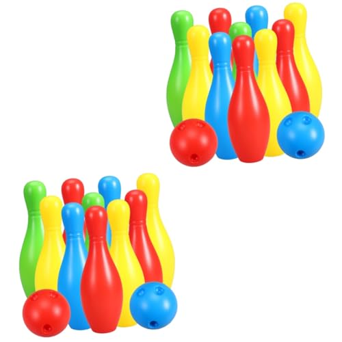 2 Sätze Bowling-spielzeugset Kinderspielzeug Indoor- Für Kleinkinder Bowlen Plastikspielzeug Bowlingspiele Für Drinnen Bowling Für Kleinkinder Sport Alasum von Alasum