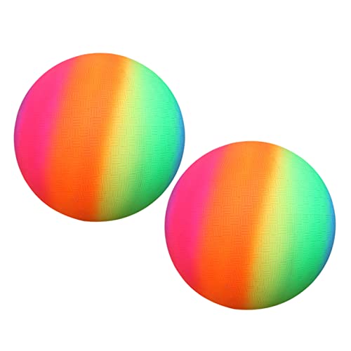 Alasum 2 Stück 22 Ball Spielen kleine Bälle für Kinder leuchtende Kugel Hüpfbälle groß prallen regenbogenball Rainbow Sphere Kinder Spielen Ball für Pool Handball für den Strand Colorful von Alasum