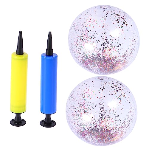 Alasum 4 Stück 16 Glitzernder Wasserball Spielball Aufblasbare Bälle Billard-strandbälle Glitzerkugel Transparente Kugel Hüpfball, Aufblasbare Bälle Spielball Wasserbälle Colorful von Alasum