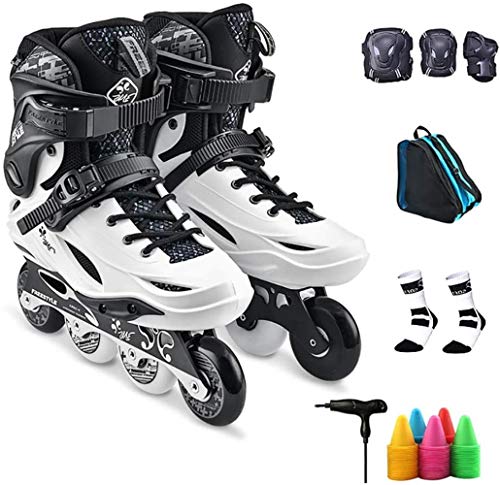Alivisa Roller Schuhe Schlittschuhe für Jungen Inline Skates für Erwachsene und Teenager PU-Rad-Skating Shes für den Außenbereich Sport - Weiß,Weiß,EU37 von Alivisa