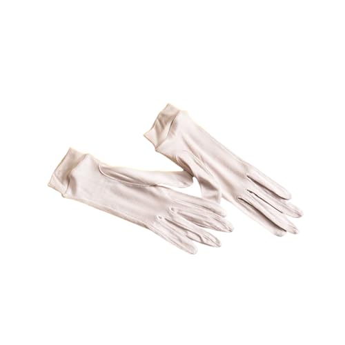 Allayu Lange Handschuhe mit bequemer Passform, stilvolle Ergänzung für die Kleidung jeder Frau, Elegante Damen Hochzeitshandschuhe aus Seide, Handschuhe für Damen, Beige von Allayu