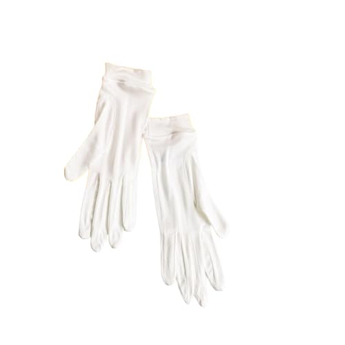 Allayu Lange Handschuhe mit bequemer Passform, stilvolle Ergänzung für die Kleidung jeder Frau, elegante Damen Hochzeitshandschuhe aus Seide, Handschuhe für Damen, Weiß von Allayu