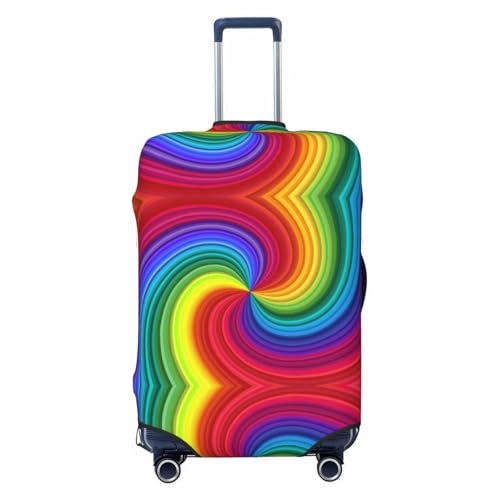 Alliya Rainbow Swirl Elastische Reisegepäckabdeckung, Kofferschutz, passend für 45,7 - 81,3 cm Gepäck, Schwarz , L von Alliya