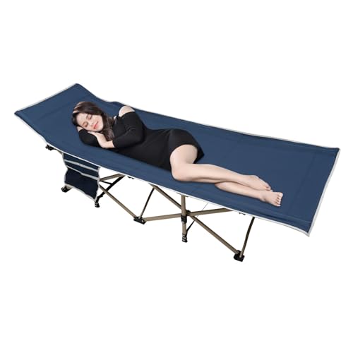 Alnemy Klappbar Campingbett Übergroß Feldbett mit Aufbewahrungstasche,Gästebett für Erwachsene 190 * 71cm,bis 280kg Belastbar,1200D Oxfordgewebe für Camping (Blau) von Alnemy