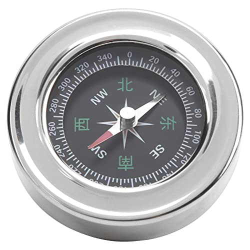 60mm Taschenkompass, Edelstahl Tragbarer Outdoor Sport Kompass Mini Orientierungslauf Kompass für Camping Wandern(Silber) von Alomejor