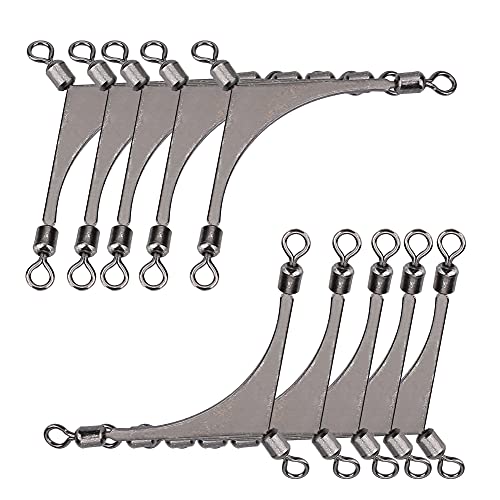 Alomejor 10 Stück/Set 3-Fach Angelwirbel Hochfeste Edelstahl Angelschnur Roll Snap Angeln Barrel Drehen Wirbel Ringe Zubehör(6号) von Alomejor