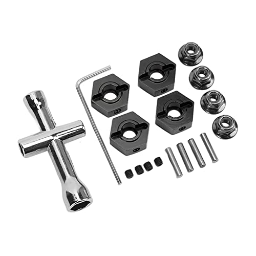 Alomejor 14 Mm Rad Sechskant Naben Kit Rad Sechskant Adapter Rad Sechskant Halterungs Muttern Stifte Kreuzschlüssel für 1/10 RC Auto(Schwarz) von Alomejor