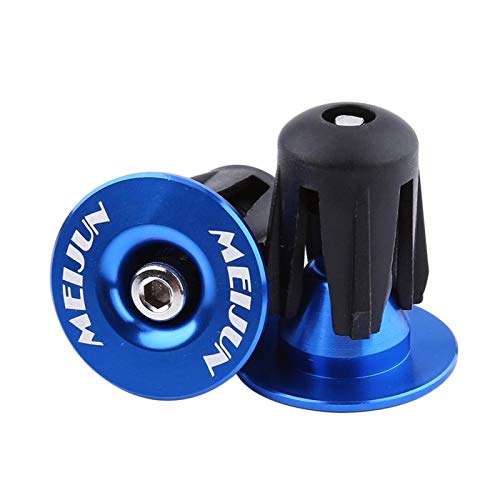 2 Stück Fahrrad Lenker Endstopfen Bunte Aluminiumlegierung Bike Bar Grip Plug Fahrradlenker Endkappen für Mountainbike Rennrad(Blau) von Alomejor