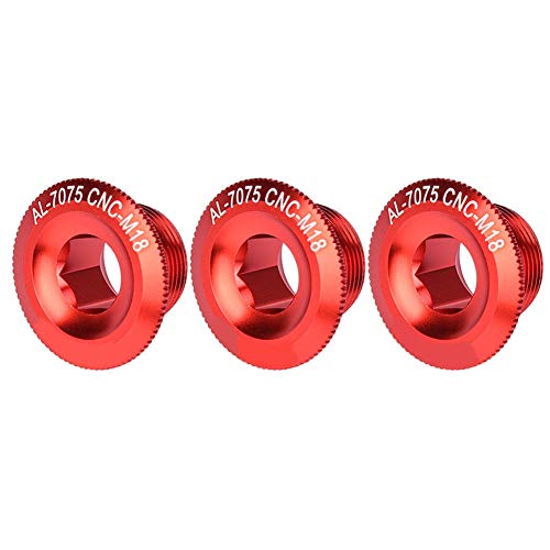 Alomejor 3 Stücke 18mm Bike Kurbelkappe Aluminiumlegierung Fahrrad Welle Achse Schraube Mutter Radfahren Kurbel Set Spur Radmuttern(rot) von Alomejor