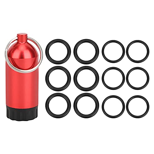 Alomejor 6 Stück O-Ringe mit Messing-Pick-Tauchschlüsselanhänger, Mini-Aluminium-Tauchzylinder mit 12 O-Ringen, Kompakt und Tragbar, 3 Farben für die Meisten Ventile Erhältlich (Rot) von Alomejor