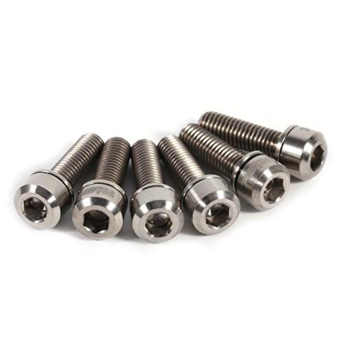 Alomejor 6 Stücke Fahrrad Stem Schraube Titan Legierung Konische Schrauben Screw Top Cap Bolzen mit Unterlegscheiben Set für Berg Fahrrad vorbau() von Alomejor