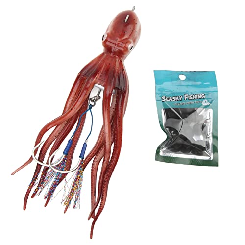 Alomejor Angeln Octopus Lure, TPE Red Fishing Octopus Lure Tragbarer Künstlicher Tintenfischköder für Meeresangelzubehör von Alomejor