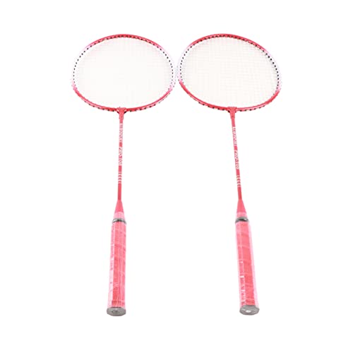 Alomejor Badmintonschläger-Set, 2 Spieler, Superleicht, Geteilter Griff, Eisenlegierung, Badmintonschläger-Set für Anfänger und (Rot) von Alomejor