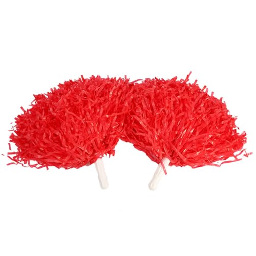 Alomejor Cheerleader-Pompons, 2 Stück, Cheerleader-Pompons, Ideal für Squad-Partys, PE-Material, 8 Farben Erhältlich (Rot) von Alomejor