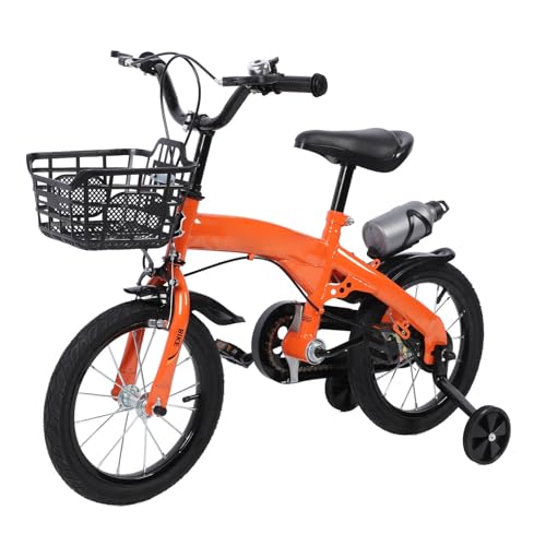 Alomejor Kids First Bike 14 Zoll Verstellbares Kinderfahrrad aus Kohlenstoffstahl mit Stützrädern für Neue Fahrer, die das Gleichgewicht Lernen von Alomejor