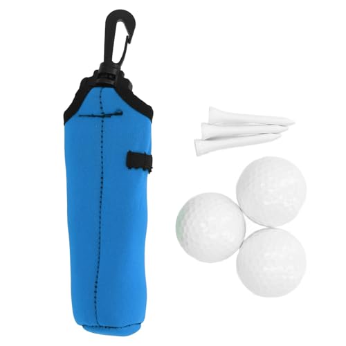 Alomejor Neopren-Ball-Tragetasche, Tee-Halter, Tee-Tragetasche, Tragbare Kleine Ball-Halter-Tasche mit 3 Bällen und 3 Tees für Männer und Frauen (Blue) von Alomejor