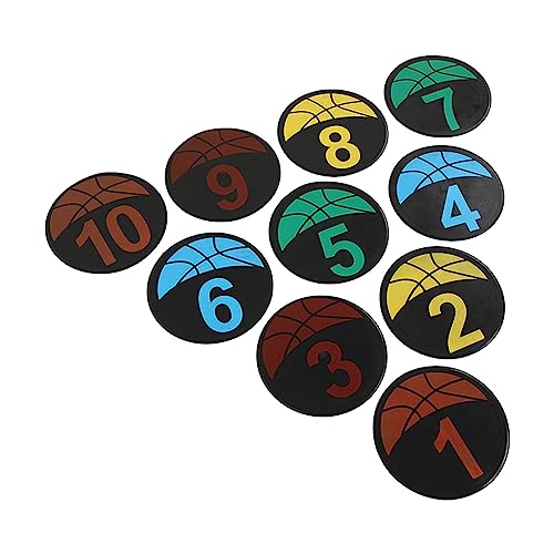 Alomejor Nummeriertes Fußball-Basketball-Spot-Marker-Set, 1 Bis 10 Helle Farben, PVC-Flachkegel-Marker für das Training von Alomejor