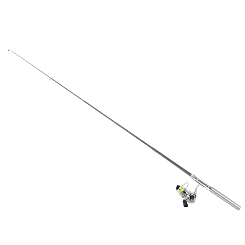 Alomejor Pocket Angelrute Pocket Angelrute Tragbare Mini-Stift-Form Angelrute Pole Pocket Retractable Angelrute mit Rollenrad(Silber) von Alomejor