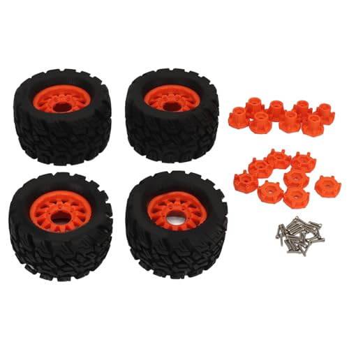 Alomejor Professionelle Verdickte Gummireifen mit Orangefarbenen Nabenrädern für EIN 1/8 1/10 RC-Car-Fahrerlebnis in Robustem Gelände von Alomejor