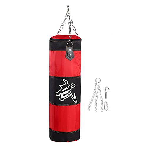 Boxsack Heavy Duty Boxsack mit Ketten für Boxtraining Fitness Sandsack(80cm-Rot) Kampfkunst von Alomejor