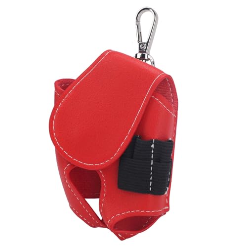 Golfball-Hüfttasche mit Clip und Schnalle, 2 Bälle Kapazität, PU-Leder-Tragetasche für Golf und Outdoor-Aktivitäten (Rot) von Alomejor