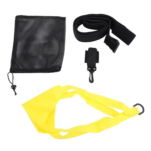 Schwimm-Fallschirmtraining für Erwachsene mit Sicherer Schnalle, Tragbare Widerstandsausrüstung, Faltbares Nylonmaterial Zum Schwimmen (YELLOW) von Alomejor