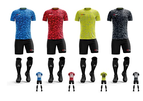 Trikotsatz 14x Trikot + Hose + Stutzen inkl. Name + Nummer 4 Farben & alle Größen, Farbe: Rot, Größe: XL Trikotsatz 14x Trikot + Hose + Stutzen inkl. Name + Nummer 4 Farben & alle Größen, Farbe: Rot, Größe: XL von alpas