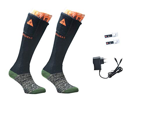 Alpenheat Unisex Fire Beheizte Socken, Schwarz/Grau/Grün, 36-38 EU von Alpenheat