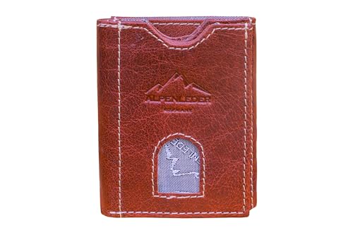 Alpenleder Portmonee - Pocket (Handgefertigt) - Nachhaltiges Bio-Leder aus regionaler Landwirtschaft | Kartenetui, Iclip, Portmonee Damen & Herren klein *Fair Produziert* (10,5x6x1,5cm) (Brandy) von Alpenleder