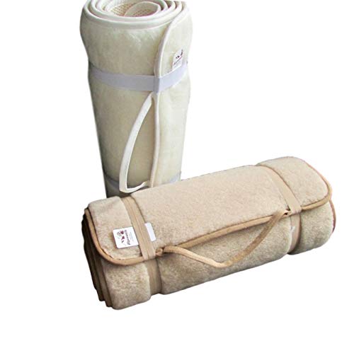 Sportmatte Rutschfest, Yogamatte,Gymnastikmatte, Fußmatte,Bettteppich 100% Wolle (beige, 75x180 cm) von Alpenwolle