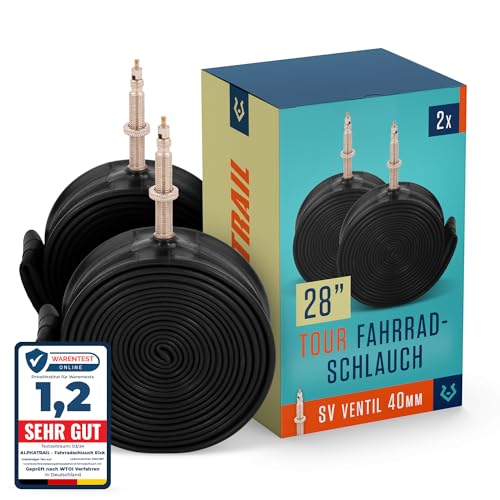 Alphatrail Fahrradschlauch Rick 28 Zoll SV Französisches Ventil 2X Set mit Mobilitätsgarantie I Kompatible Fahrradreifen Schwalbe, Continental, Conti, Michelin, Kenda & Maxxis Fahrrad Schlauch Alphatrail Fahrradschlauch Rick 28 Zoll SV Französisches Ventil 2X Set mit Mobilitätsgarantie I Kompatible Fahrradreifen Schwalbe, Continental, Conti, Michelin, Kenda & Maxxis Fahrrad Schlauch von Alphatrail