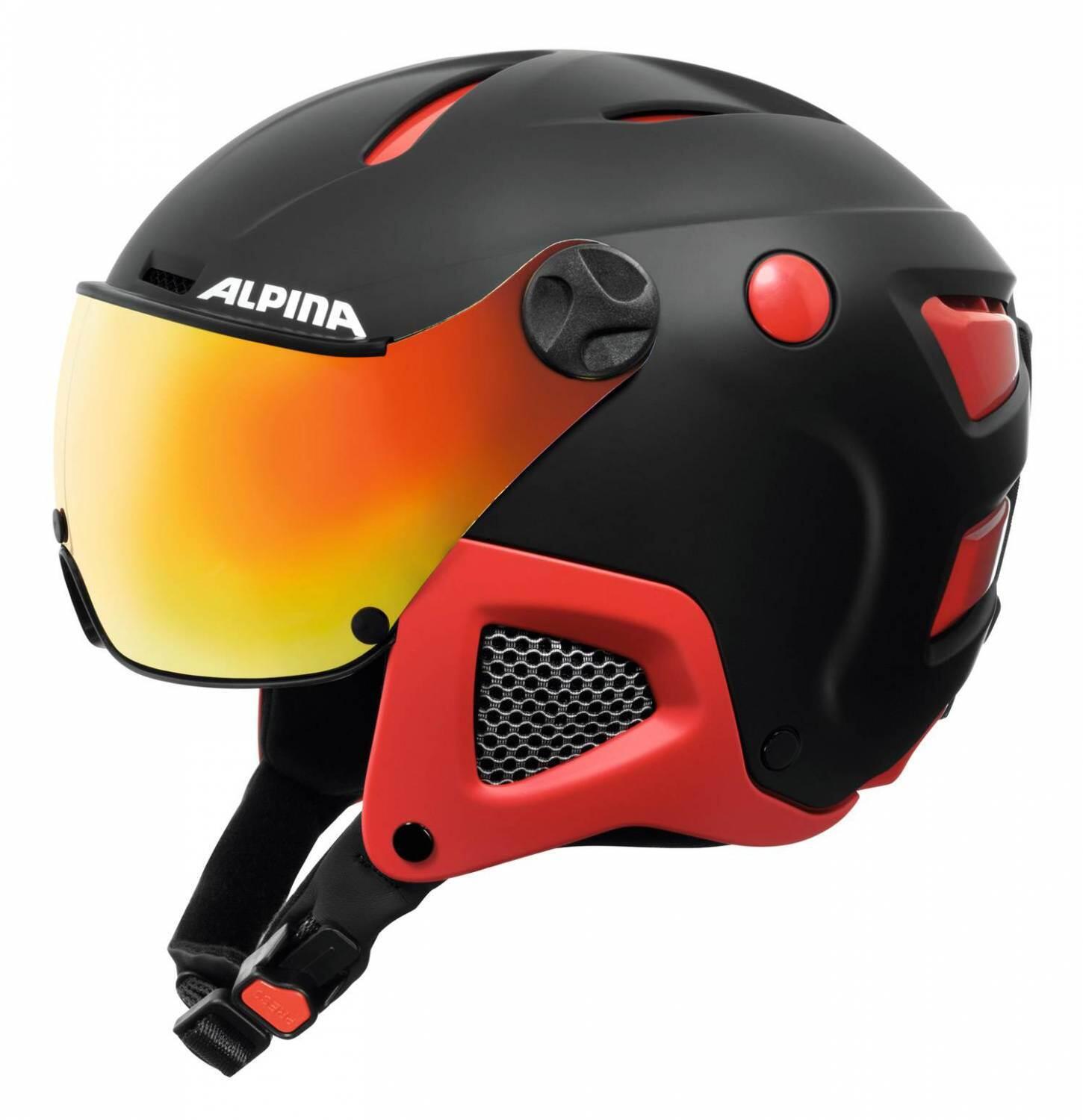 Alpina Attelas Visor QVM Skihelm (58-61 cm, 31 black/red matt) von Alpina