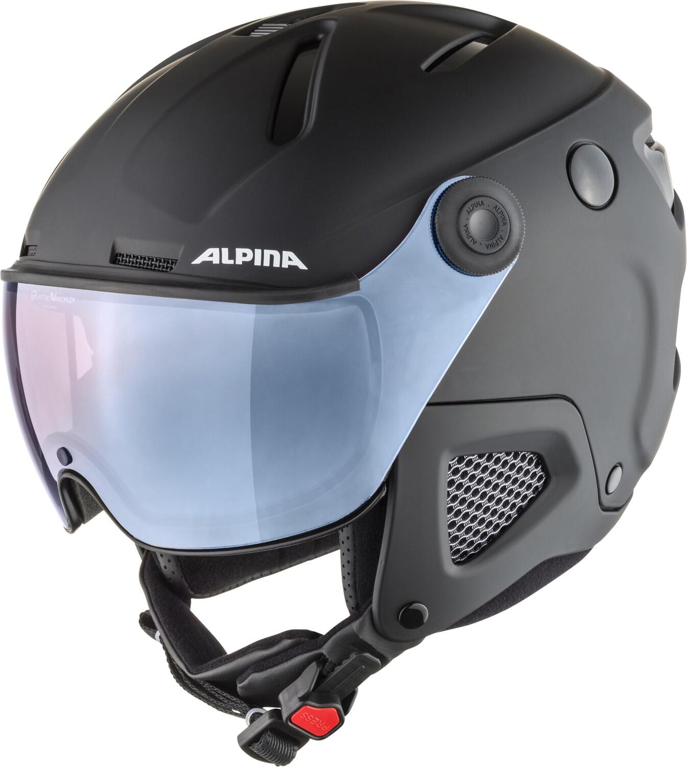 Alpina Attelas Visor QVM Skihelm (53-58 cm, 33 black matt (rose Visor)) von Alpina