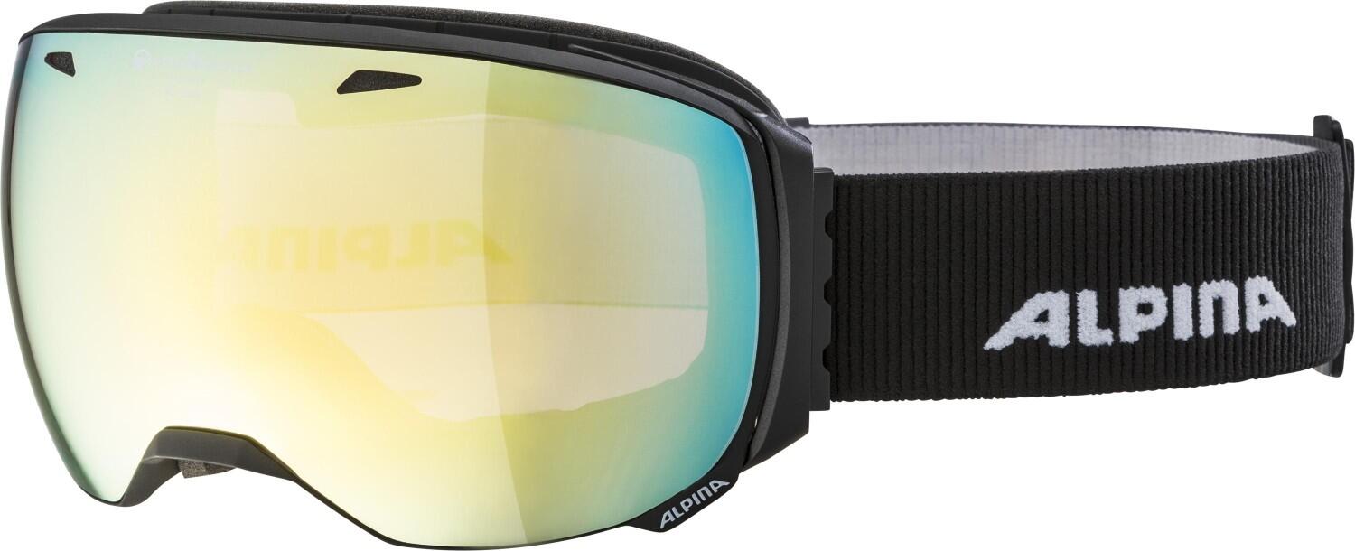 Alpina Big Horn Rahmenlose Skibrille (734 schwarz matt, Scheibe: QUATTRO-VARIOFLEX MIRROR gold (S2-3)) von Alpina