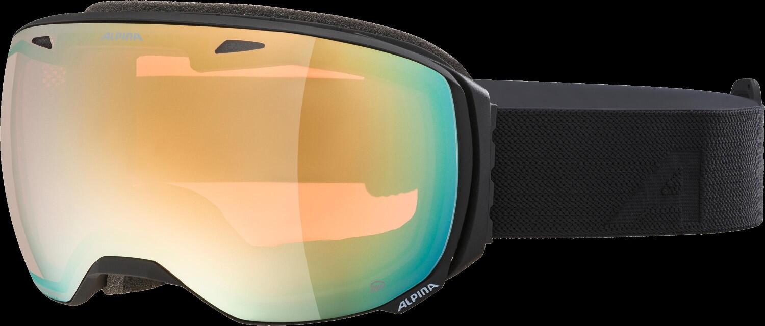 Alpina Big Horn Rahmenlose Skibrille QHM (834 black matt, Scheibe: QUATTROFLEX MIRROR spherical gold (S2)) von Alpina